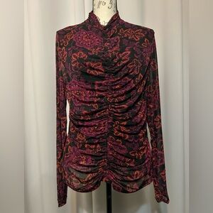 Jane and Delancey Mesh Stretch Floral Top Sheer